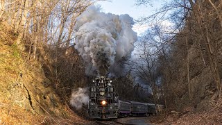 Western Maryland 1309: The Return of the Fireball
Since 2014, the Western Maryland Scenic Railroad has tirelessly worked to restore former Chesapeake & Ohio Class H-6 2-6-6-2 Mallet number 1309 to operation. With a price tag of 3.5 Million dollars, the restoration of the mighty mallet was not an easy task. With multiple dates of operation being announced and falling through, some began losing faith that steam would be returning to the iconic Western Maryland Scenic Railroad.
In 2020, Train Magazine was involved in multiple fundraisers to help push the project over the finish line. On December 31, 2020, Chesapeake & Ohio 1309 was steamed up and moved under its own power for the first time in 64 years. After a quiet 2021, the Railroad announced in late July that 1309 would be powering the final weekend of Polar Express Trips in Mid-December. Following the announcement, the locomotive began a series of test runs in Late-November and Early-December and emerged as Western Maryland 1309.
Following these test runs, on Friday, December 17, 2021 at 3:30 PM, Western Maryland 1309 pulled its first revenue train for the first time in 65 years.
Over the course of the weekend, the locomotive pulled 10 trains, 5 during the day and 5 during the night from the railroads headquarters in Cumberland, Maryland to the famous Helmstetters Curve. The trips were about 10 miles long and 1 hour in length. The locomotive and its crew put on a great show for hundreds of railfans who were trackside to witness this historic event. So sit back, relax, and enjoy mountain railroading at its finest with 1309 at the point of the railroads first scheduled steam passenger trains in over 6 years.
A very special thank you goes out to Joseph Fusco, Trevor Laber, Jeff Rayner, Mike Roche, and the Allegany Preservation Society Limited for helping light the night scenes that would have been otherwise unattainable!
The whistle worn by 1309 in this video is a Norfolk & Western Hooter from Class A Number 1208.
This video was filmed on Saturday, December 18 and Sunday, December 19, 2021.
Filmed & Edited by Mark Turkovich
This film may not be reproduced or redistributed in any manner.
©MPT Productions 2021 Western Maryland 1309: The Return of the Fireball