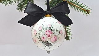 Decoupage krok po kroku  - łatwa bombka z różami vintage