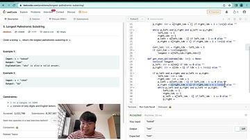 Leetcode Python - Medium - Palindromic Substrings (Linear - Sliding Window)