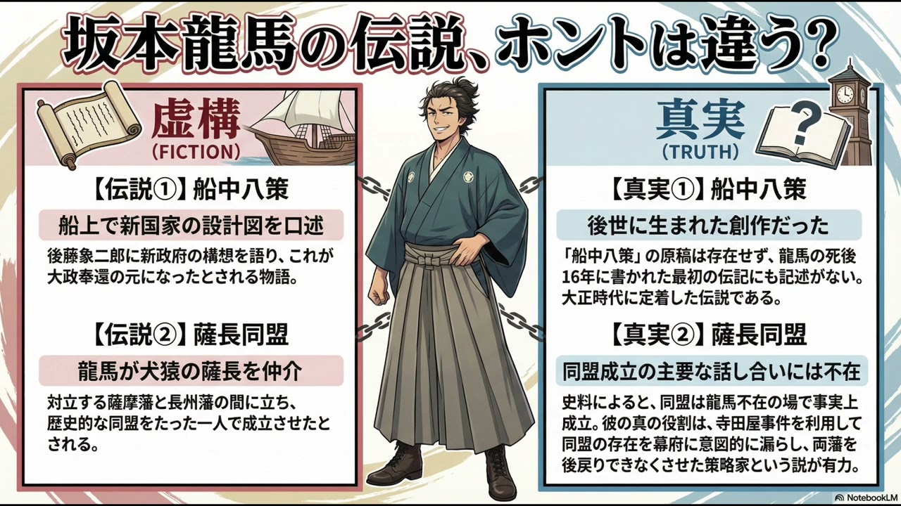 【歴史】一次資料で読み解く史実の坂本龍馬（NotebookLMで坂本龍馬を土佐弁で史実を語らせてみた）