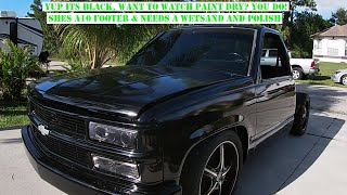 Rustoleum paint job, black w catalyst. The OBS Chevy Silverado Truck is looking HOT! Check it out