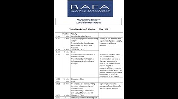 BAFA AH SIG 5th virtual workshop 11 May 2021