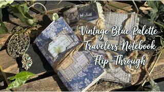 Vintage Blue Travelers Notebook Junk Journal Flip Through