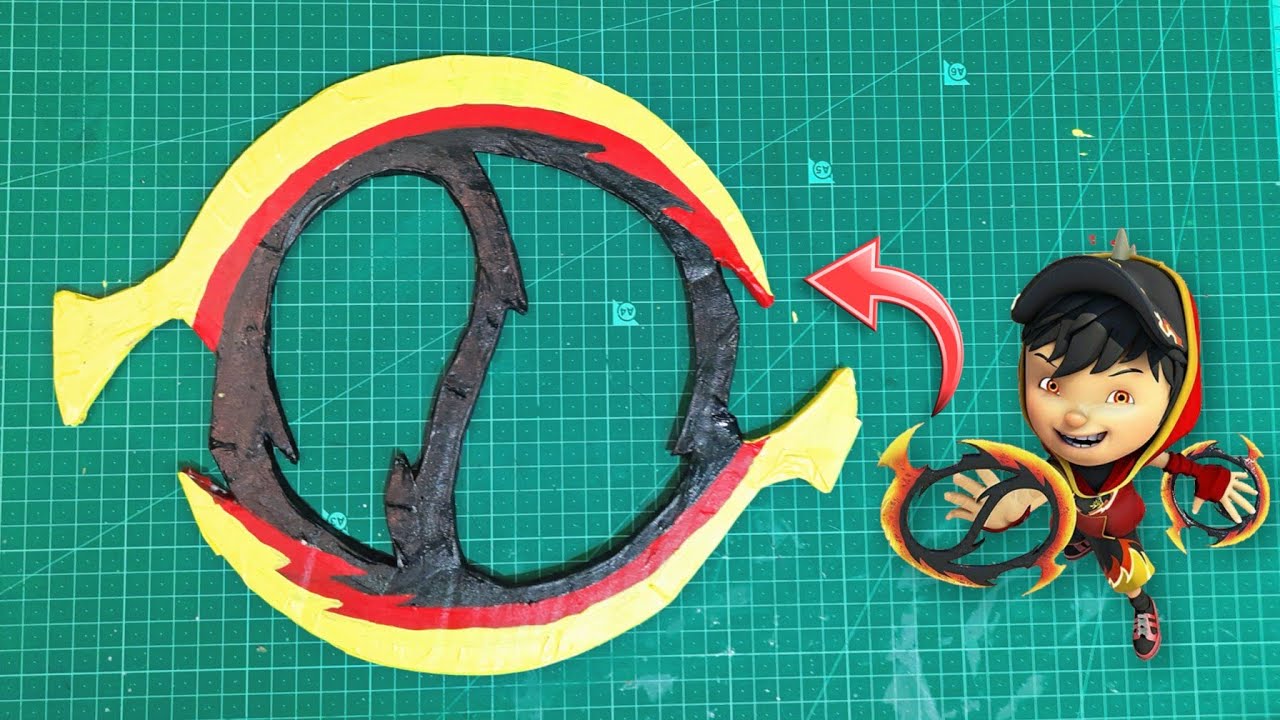 How yo make boboiboy fire chakrams with cardboard boboiboy weapons boboiboy diy weapons