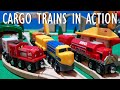 Wooden trains  cargo trains in action  brio train