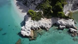 Sea waves \& beach drone video.