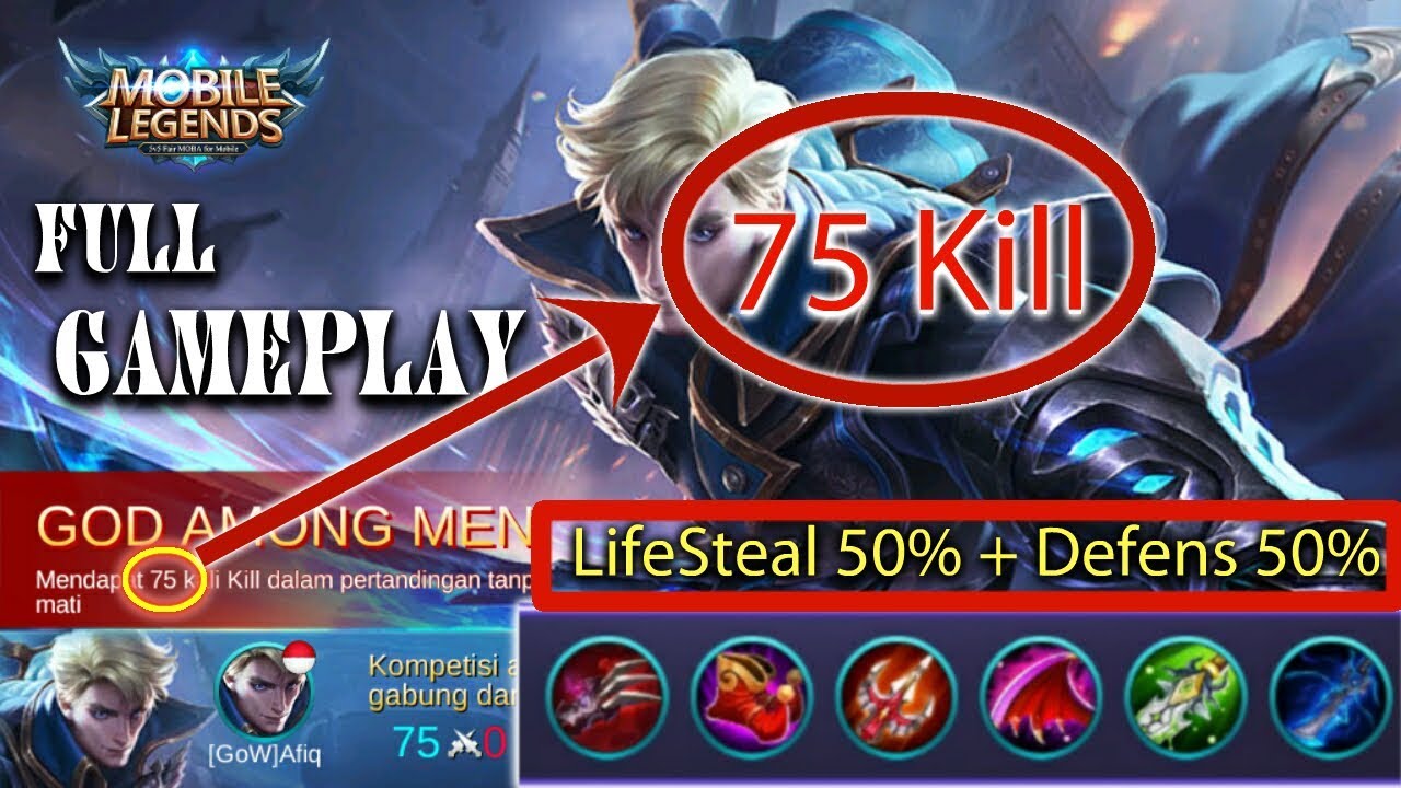 70 KILL 1vs5 Mobile Legends Gameplay Alucard ML Cost Mode