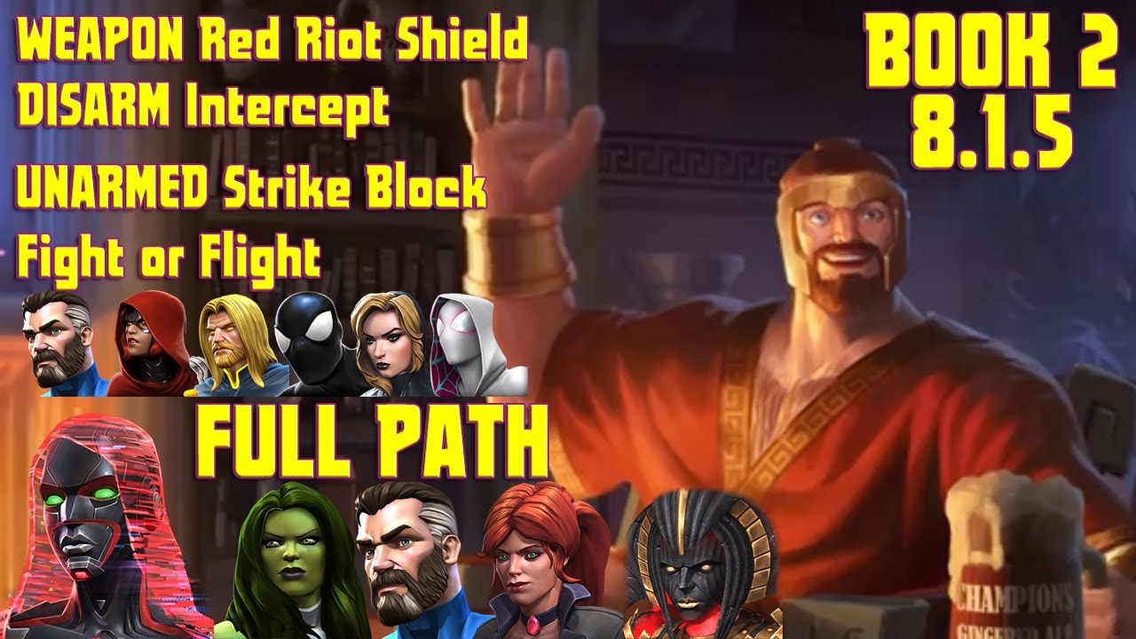 MCOC Act 8.1.5 WEAPON Red Riot Shield + DISARM Intercept + UNARMED Strike Block w/  Hercules Boss