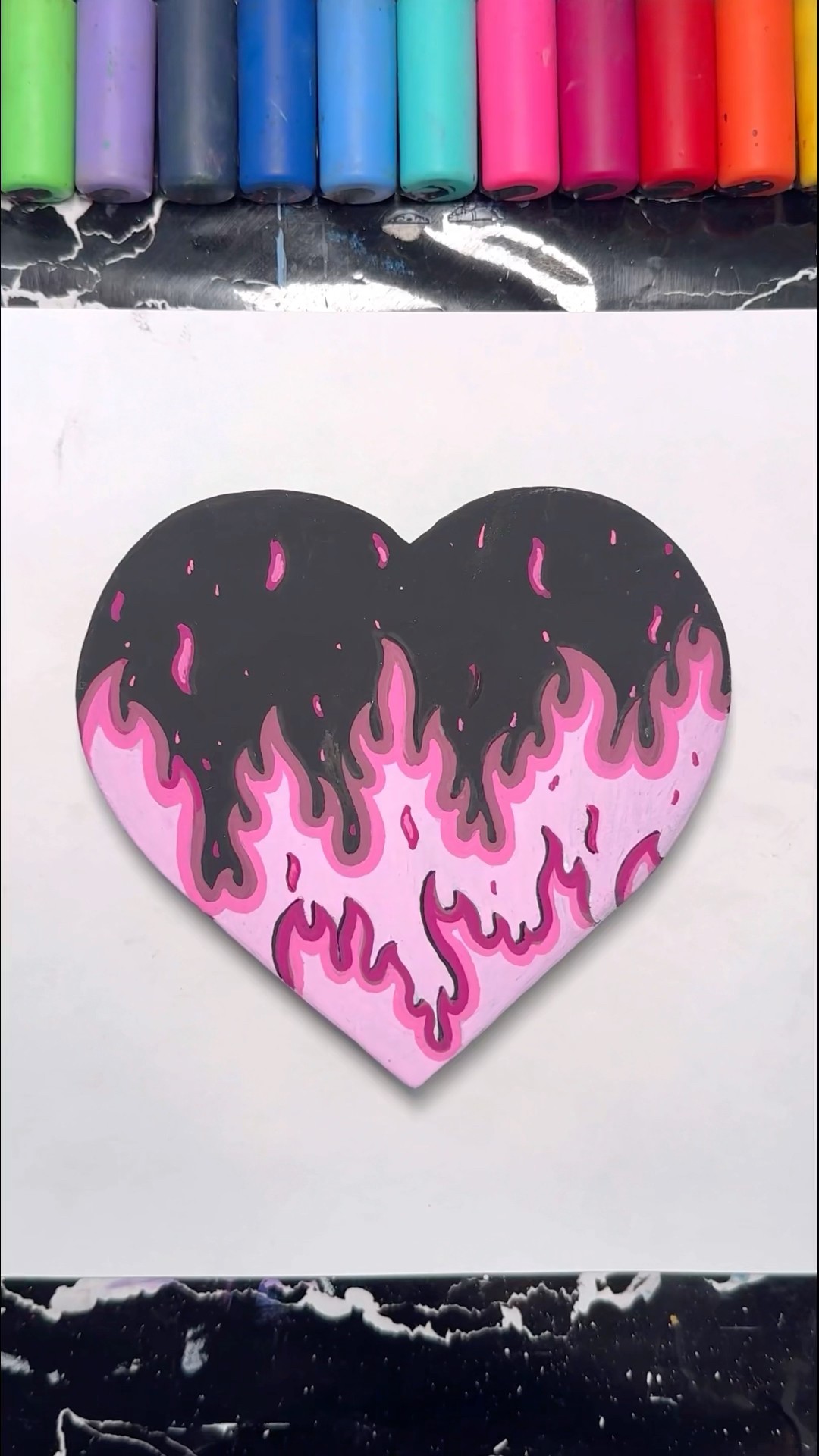 Pink Flames with Paint Markers! ?✨? #visualart