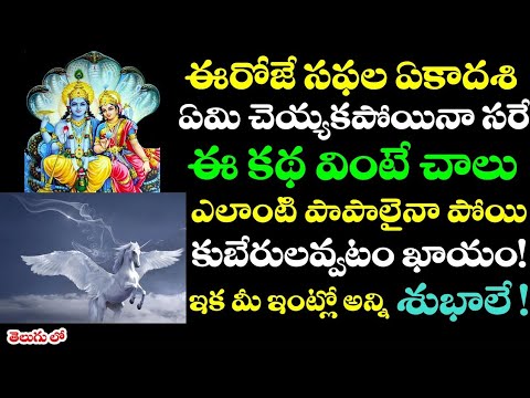 ఈరోజే సఫల ఏకాదశి ఈ కథ వింటే చాలు కుబేరులవ్వటం ఖాయం ఇక మీ ఇంట్లో అన్ని శుభాలే ! || saphala ekadashi