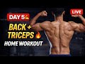 Home Workout Challenge Day 5 | back and tricep LIVE at Home 💪 #workout​ #live​ #shorts​ #back​
