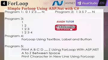 how to use for loop in asp net c# 2019 | how to create pyramid in asp.net | avadh tutor