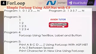 how to use for loop in asp net c# 2019 | how to create pyramid in asp.net | avadh tutor Profile