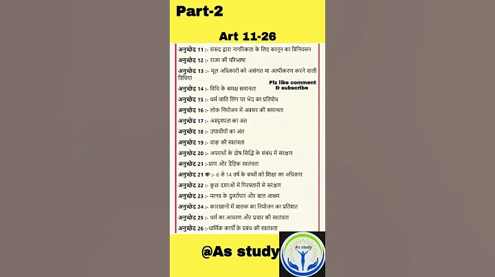 Important article of constitution!! Article 11-26!! Fundamental rights!! Article 12-35!!#bssc #jssc - DayDayNews