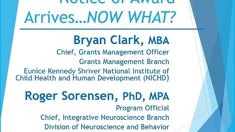 Notice of Award Arrives ... Now What?