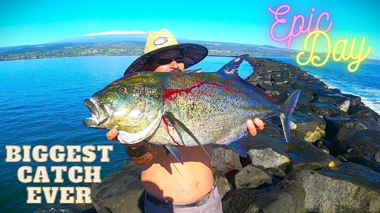 Biggest Fish Ever Caught Off Hilo Breakwall // Fishing Big Island Hawaii YouTube
