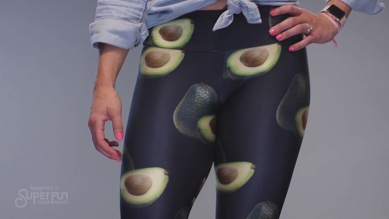 Superfun Yoga Pants Black Leggings with Avocados Goldsheep made in