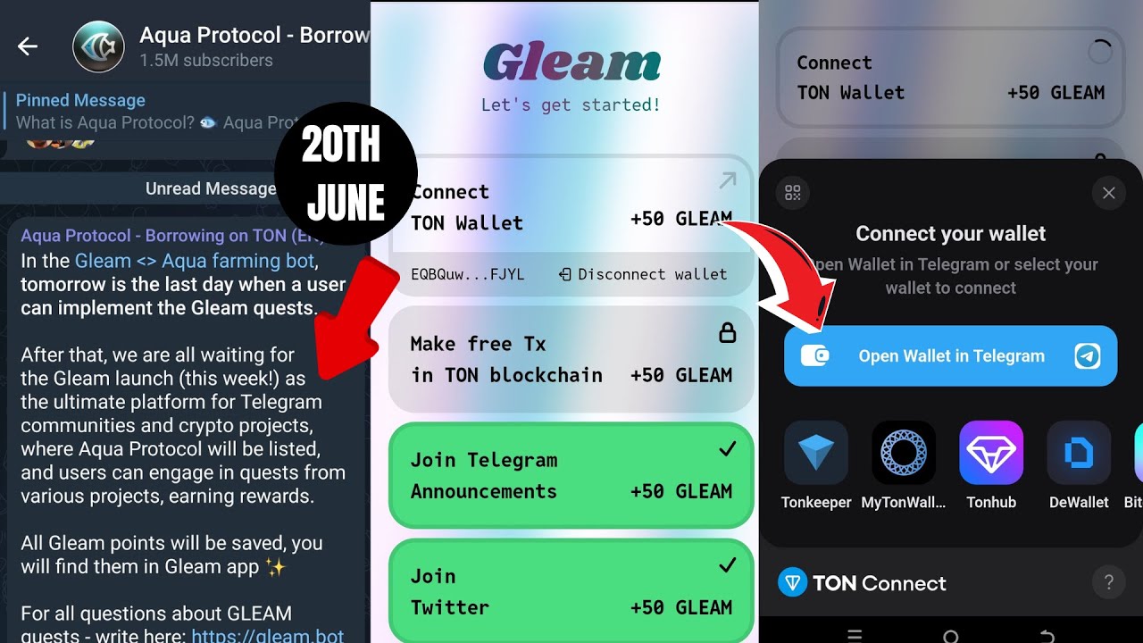 How to Connect TON Wallet to Aqua Protocol Mining Account - YouTube