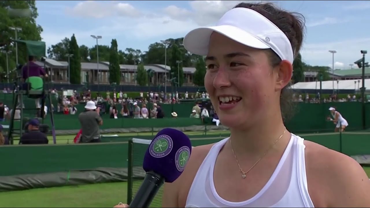 Joanna Garland 葛藍喬安娜 match point & interview after 2nd round qualifying win at 2025 Wimbledon