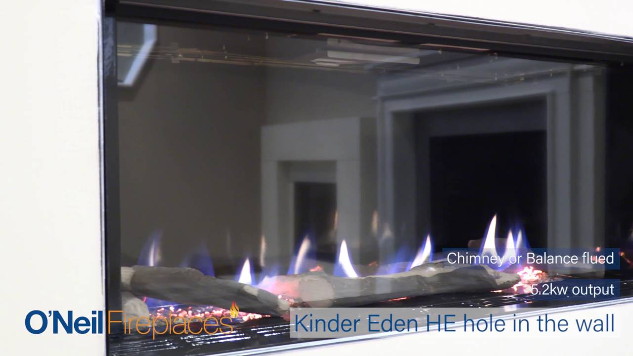 Kinder Eden HE hole in the wall frameless gas fire.
