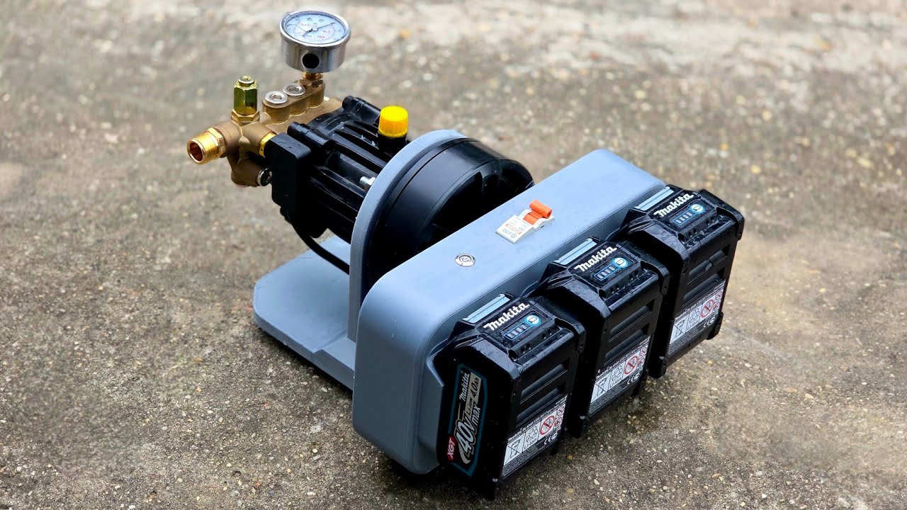 Chế máy xịt rửa áp lực dùng Motor XAG 3000W và Pin makita 40v