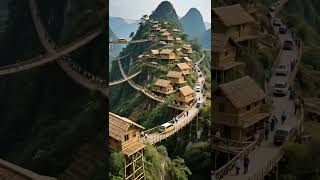 Wow, The Houses In This Mountain Village Are All Made Of Bamboo, So Beautiful