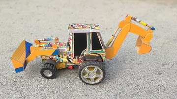 Hoe maak je thuis een JCB van Matchbox | DIY JCB graaflaadmachine | Mini JCB wetenschapsproject