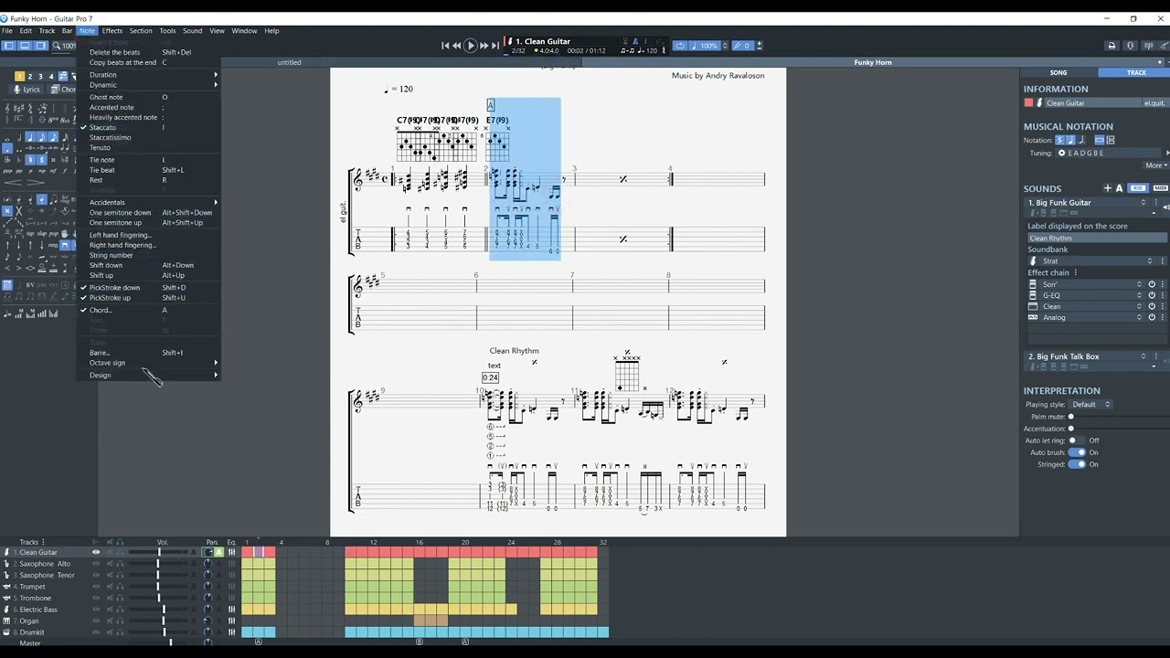 03-기타프로 7의 메뉴와 단축키