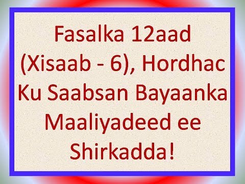 Fasalka 12aad (Xisaab - 6), Hordhac Ku Saabsan Bayaanka Maaliyadeed ee Shirkadda!