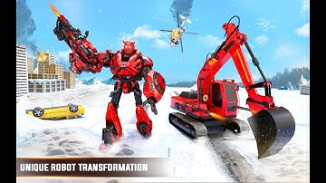 Snow Excavator Crane Transform Robot Shooting Game (Centaurus Games) | Android Gameplay HD
