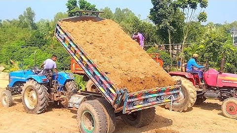 Digital unloading facilities of hydraulic tractor | sonalika DI 45rx unload soil over rough hills |