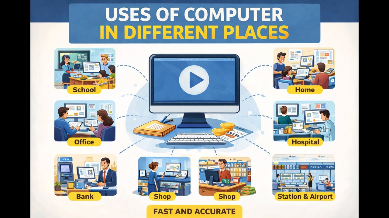 Uses of Computer in Different Places | Computer Basics for Students ...