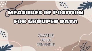Measures of Position for Grouped Data | Quartile, Decile & Percentile | 10-Unity G2 | Tutorial Video