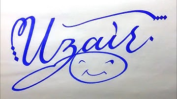 Uzair Name Signature Calligraphy Status | How to Cursive write with cut Marker #uzair @Uzair