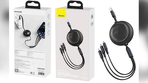 Baseus Bright Mirror flat retractable 3in1 data charging cable USB - USB Type C/Lightning/micro USB