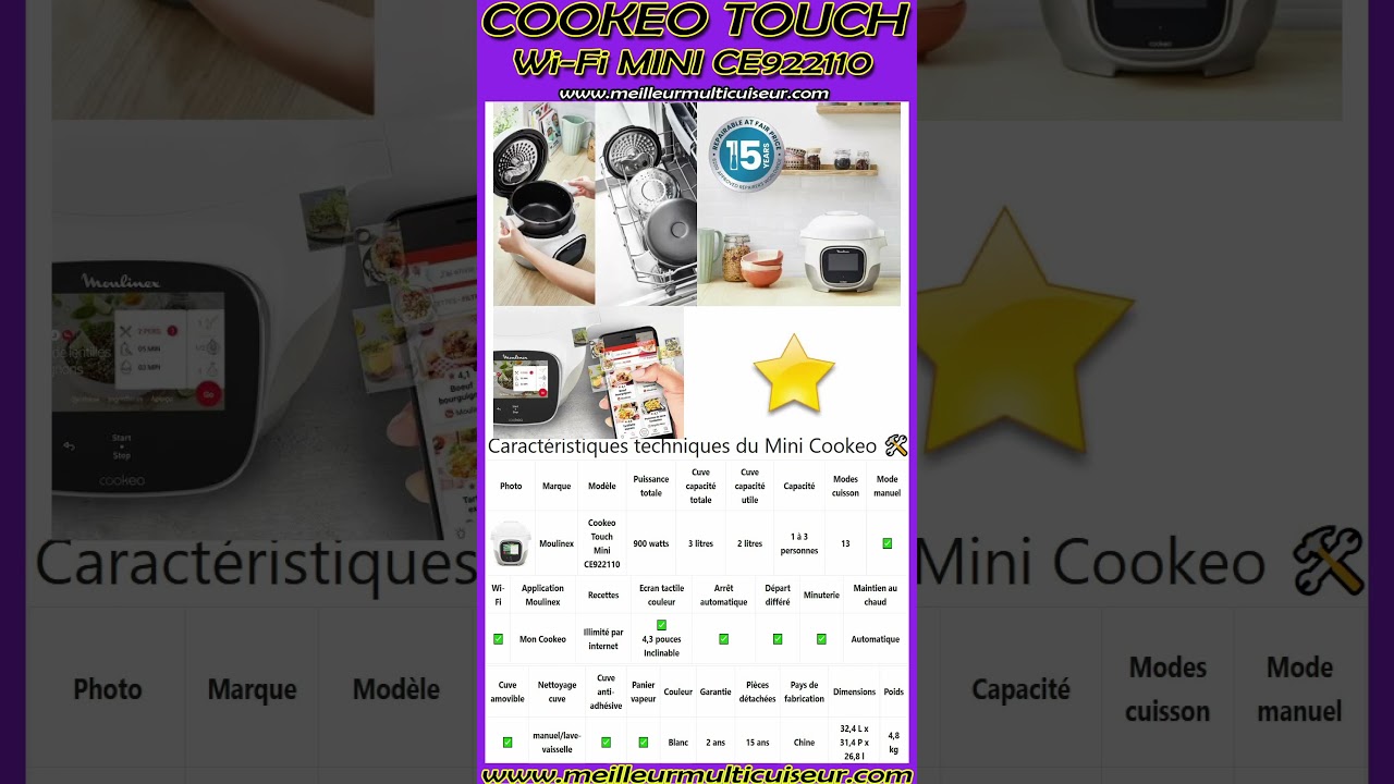 Multicuiseur intelligent Moulinex Cookeo Touch WiFi Mini CE922110