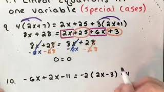 1 1 Linear Equations in one Variable Special Cases