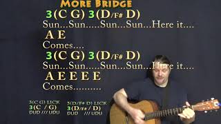 Here Comes the Sun The Beatles Guitar Cover Lesson in A with ChordsLyrics