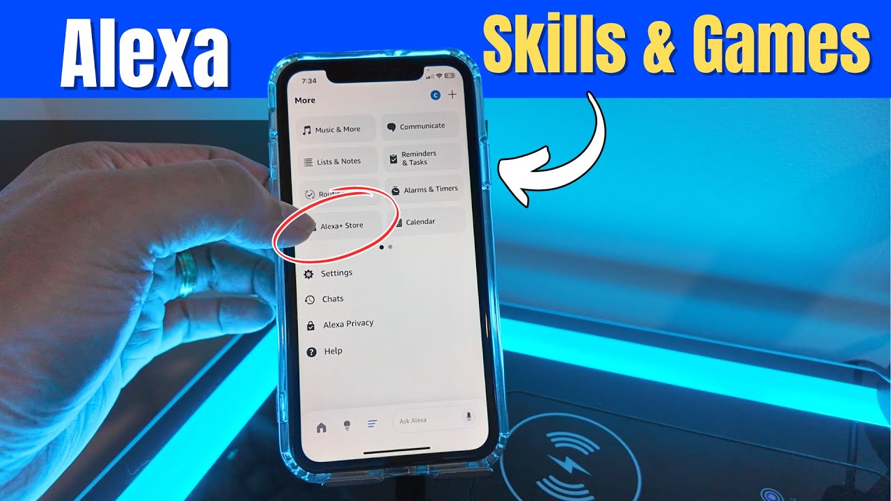 Расположение меню «Навыки и игры Alexa»