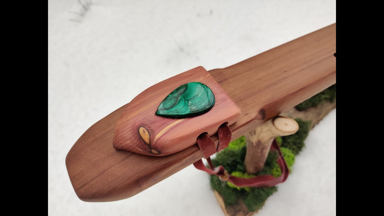 Im Shop: Indianer Doppelflöte - braune Zeder - Tiefton D 432 Hz ~ Malachit ~