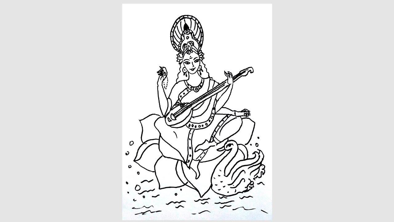 How to Draw saraswathi mata drawing for kids step by step craftstudio