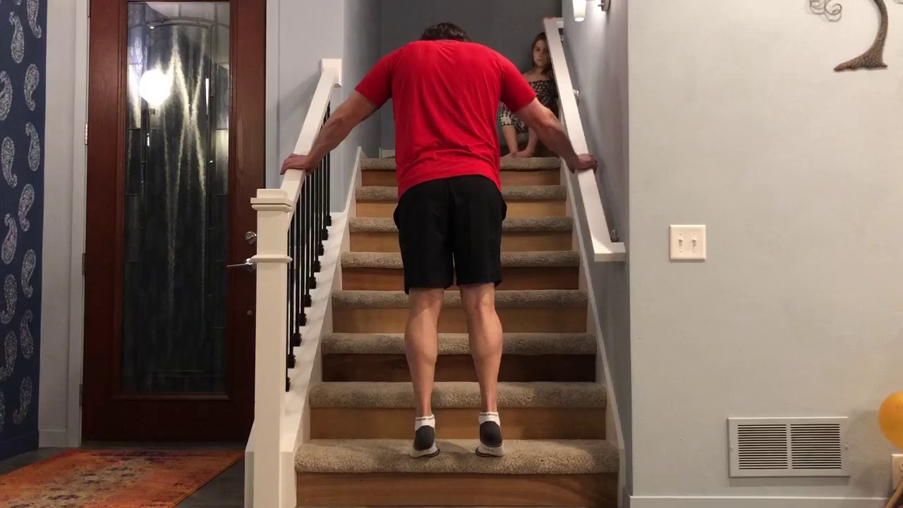 2 Leg Calf Raise on Stair with ISO S. Leg Calf Drop YouTube