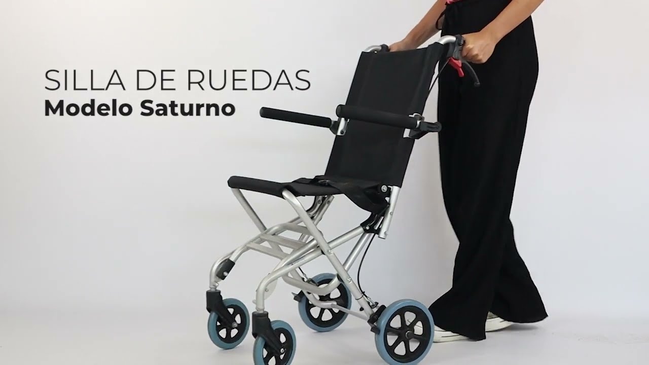 Silla de ruedas, Tránsito, Asiento 34 cm, Plegable, Aluminio, Ruedas  pequeñas, Frenos Manetas, Neptuno