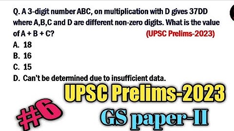 A 3-digit number ABC, on multiplication with D gives 37DD where A,B,C & D are different. Find A+B+C.