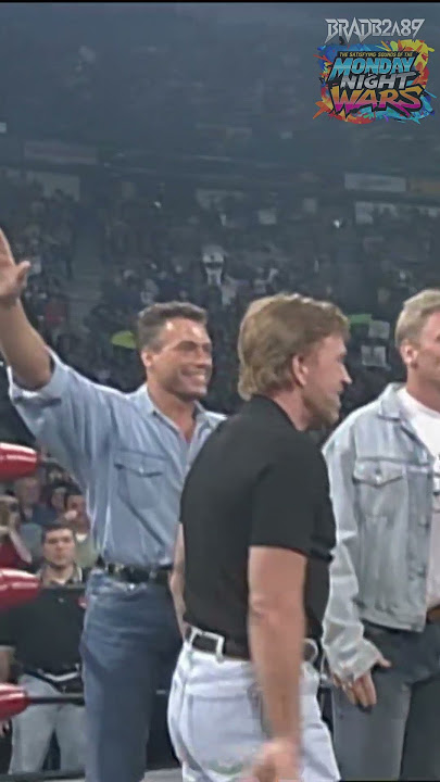 Jean-Claude Van Damme & Chuck Norris celebrate with Goldberg