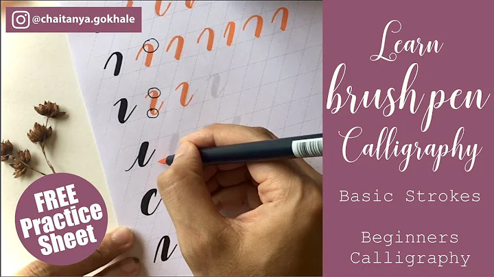 Learn Brush Pen Calligraphy for Beginners | Basic Strokes Tutorial | FREE Printable Practice Sheet