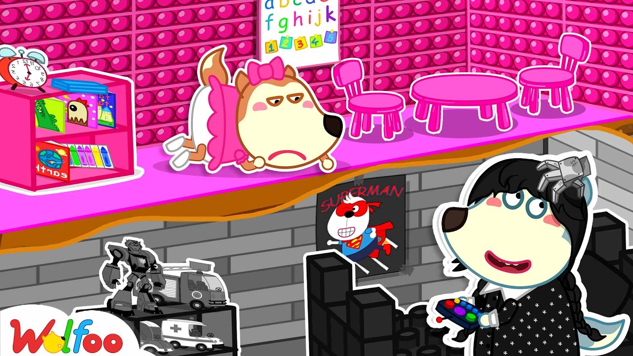 Défi Rose Contre Noir | Wolfoo Fabrique une Maison de Jeu DIY pour Enfants | Wednesday Addams