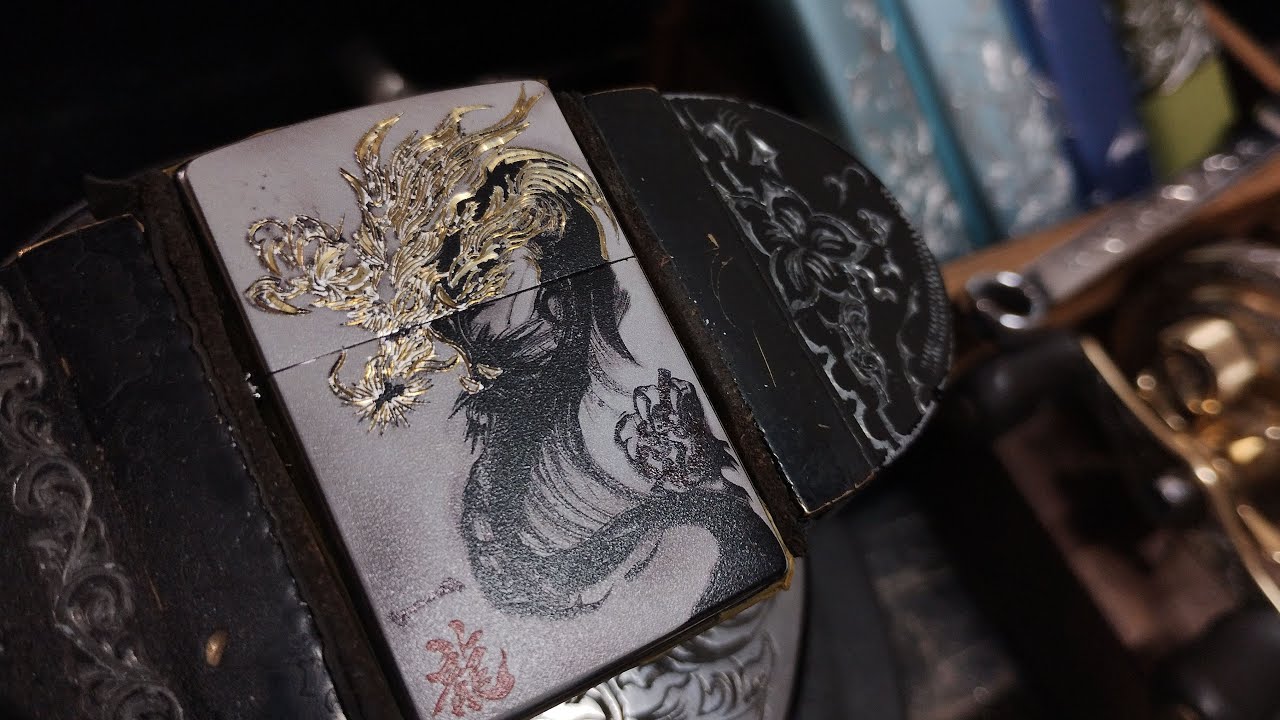 ZIPPO Custom Engraving! Engraving a Printed Dragon! ~Metal