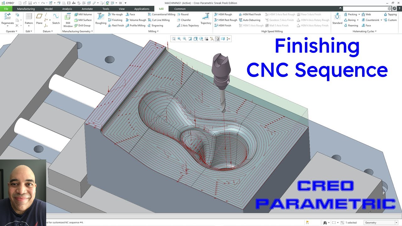 Creo Parametric - CNC Manufacturing - Finishing Sequences - YouTube