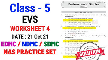 Class 5 EVS NAS Test Paper Worksheet 4 || National Achievement Survey || (21/10/21)